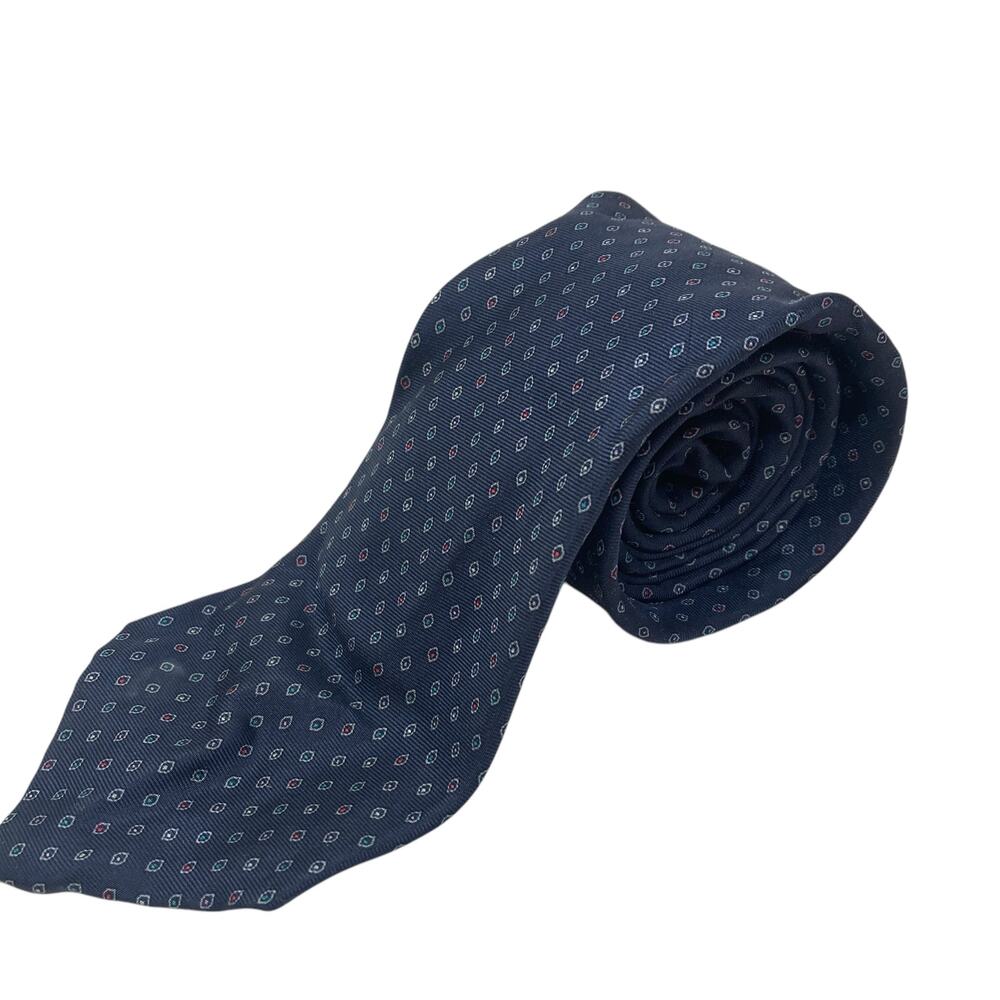 Etienne Aigner Tie Mens Blue Geometric Pattern Silk